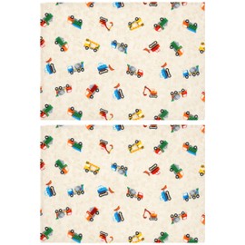 Small Placemat, 13.8 x 9.8 inches (35 x 25 cm), 100% Cotton, Made in Japan, Children's Placemat, Small, Set of 2, Boys Car (Beige) 2 Pieces