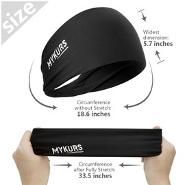 MYKURS Sports Headbands for Men, Moisture Wicking Workout Headbands for Women, Sweat Bands Hairband for Yoga, Running, Fitness and Gym Workout, 4 PCS