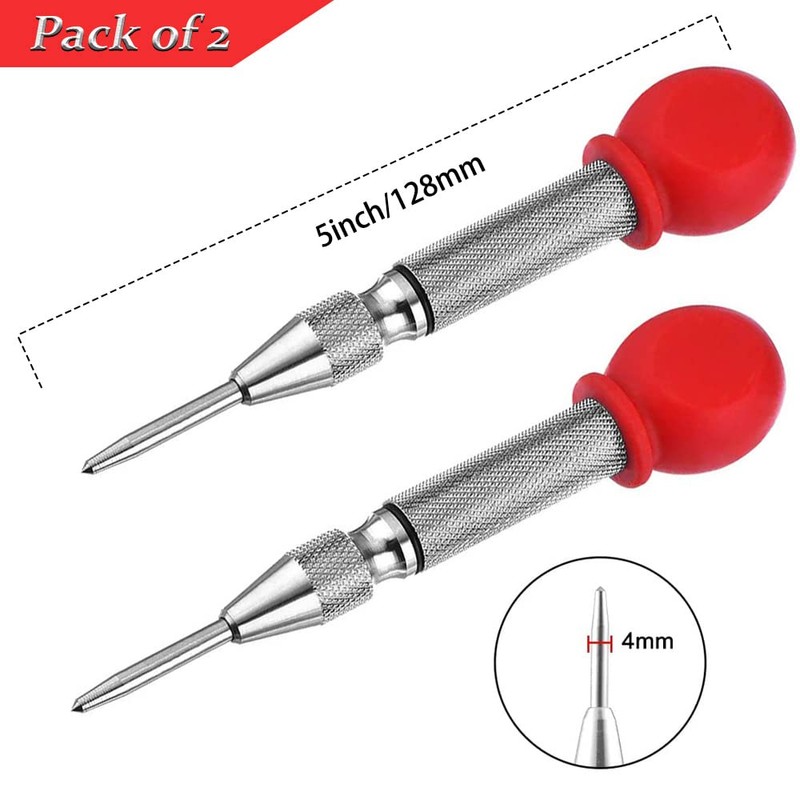 Saipor 2pcs 5 Inch Automatic Center Punch Adjustable Spring Loaded