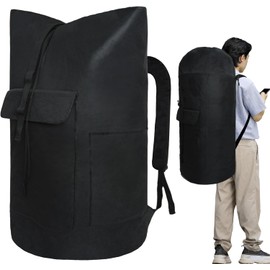 Caroea Laundry Bag, 125L Backpack, Laundry Bag, Large Capacity, Storage Bag, Carrying Bag, Padded Shoulder Strap, Pocket, Men's, College, Dorm, Laundry, Apartment, Travel (Black)
