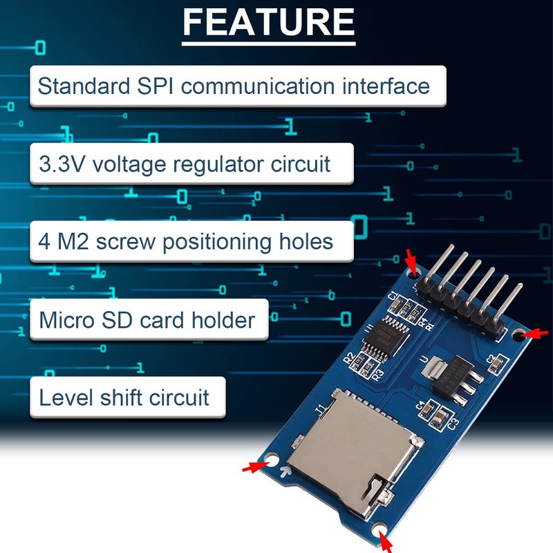 DAOKAI 5PCS Micro SD Card Module TF Card Adapter Reader