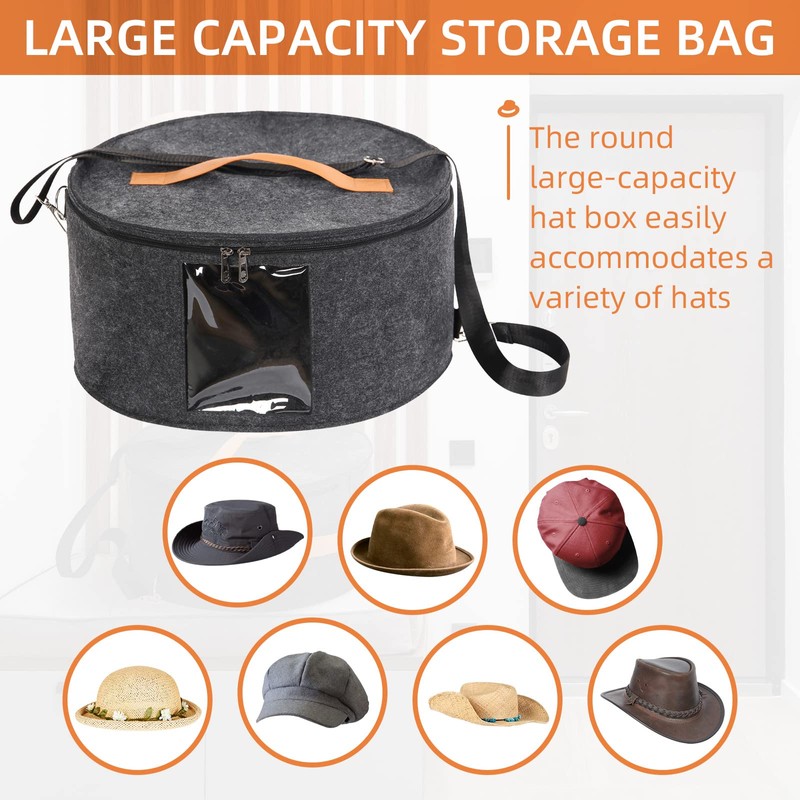 Ohiyoo Travel Hat Box Hat Boxes with Lid Storage Boxes