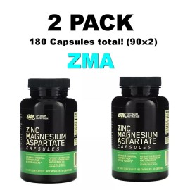 Optimum Nutrition, 2 PACK, Zinc Magnesium Aspartate, 90 Capsules (180 total!)
