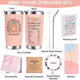 Teacher Gifts for Women-Teacher Appreciation Gifts -Gifts for Teachers Women - Birthday, Christmas, Graduation, Thanksgiving, Appreciation Week, Back to School Gifts -20 Oz Teacher Tumbler(Pink)