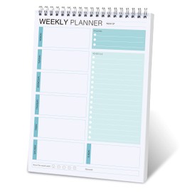 Weekly Planner Notepad,Spiral To Do List Undated Planning Pad, Weekly Organizer for Students, Weekly Agenda for Work & Daily Life, 52 Sheets, 6.5 x 9.8 in (Green)