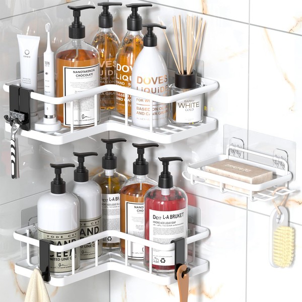 YASONIC Shower Shelf Corner, Shower Shelf No Drilling Bathroom Organiser,