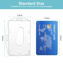 Vicloon ID Card Holder, Pack of 2 Transparent Card Holders with Thumb Slot, Horizontal and Vertical Dual Use, ID Card Holder Hard Plastic Protective Case