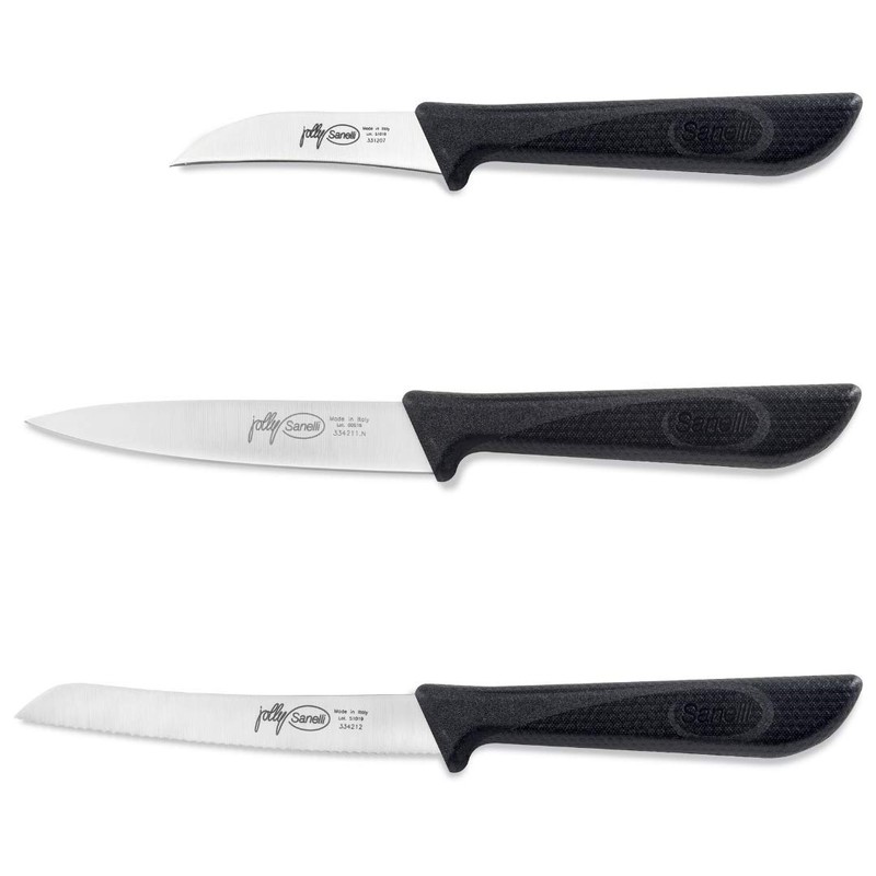 Sanelli Set 3 Coltelli Frutta e verdura: Spelucchino multiuso cm.11-Pomodoro