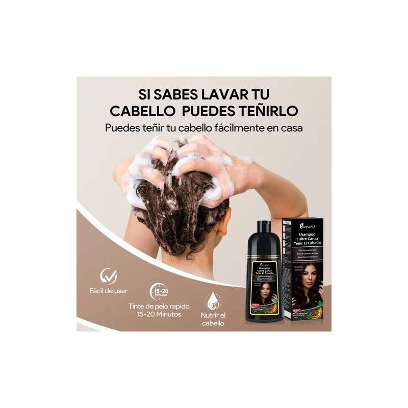 Shampoo Tinte Instantáneo Cubre Canas Natural Jengibre 500ml