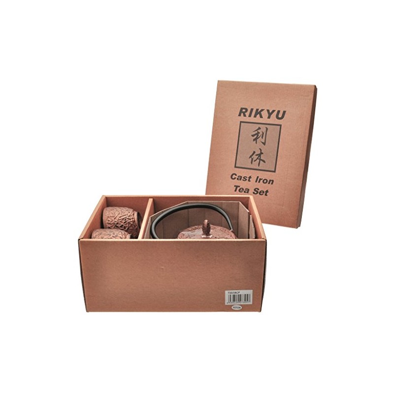 RIKYU RKTS508CP Cast Iron Tea Pot Tea Set Pine Copper,
