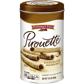 Pepperidge Farm Crème Filled Pirouette Rolled Wafers, Chocolate Hazelnut, 13.5-ounce can (pack of 6)