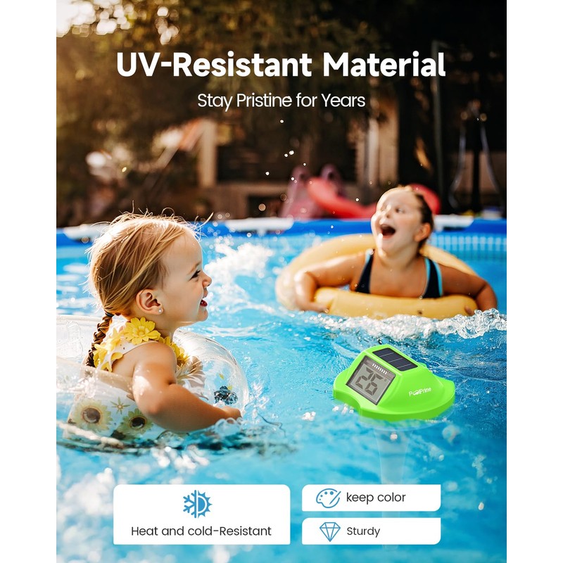 Pool Thermometer Floating Easy Read with Dual Jumbo-Sized Screens, Solar