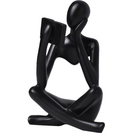 Style-B Black, Creative Abstract Thinker Bookend for Home Aesthetic, Study, and Wine Cabinet – Stylish Shelf Decor Accent and Thoughtful Gift for Living Room, Bar, or Coffee Shop