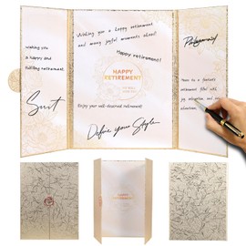 DeziWood Retirement Party Decorations, Happy Retirement Guest Book Alternative, Farewell Gifts for Women Men, Farewell Party Supplies Going Away Gifts for Office Coworker (Gold)