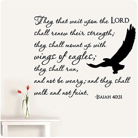 28" Isaiah 40:31 They That Wait Upon The Lord, Shall Renew Their Strength, They Shall Mount Up with Wings of Eagles, They Shall Run and Not Be Weary Walk Faint Wall Decal Sticker Scripture Christian
