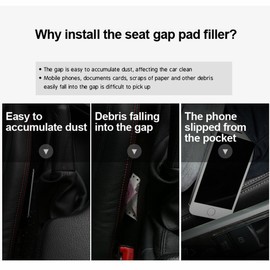 Car Seat Gap Filler,Premium Leather Leakproof Gap Stopper Anti-Drop Space Slot Filling Stripes Pad Plug For Vehicle Car Seat, Black