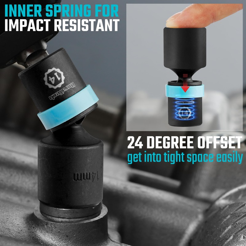 DURATECH 1/4" Drive Impact Universal Joint Socket Set, Swivel Socket