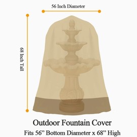 Cozzka Outdoor Water Fountain Cover Waterproof Heavy Duty Cover for Winter Outdoor Garden Large Fountain Statue 56 Inch Diameter, 68 Inch Tall