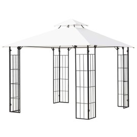 Outsunny 10' x 10' Outdoor Patio Gazebo Canopy with Vented Roof, Elegant Metal Frame, & Included Ground Stakes/Guy Ropes