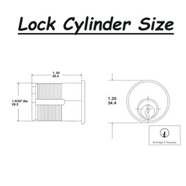 Storefront Door Mortise Lock，Swing Deadbolt & Cylinder Combo, Commercial Door Lock with Keys & Thumb Turn, Replacement Parts Mortise Cylinder with SC Key Way，Black