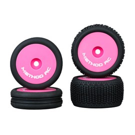 METHOD RC Pre-glued NitraGrip 1/24 Buggy Tires 7mm Hex Pink Losi Micro-B