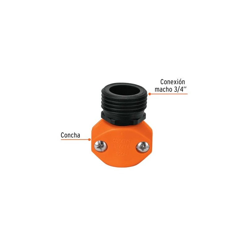 Truper REM-1/2, Conector plástico, macho 1/2"