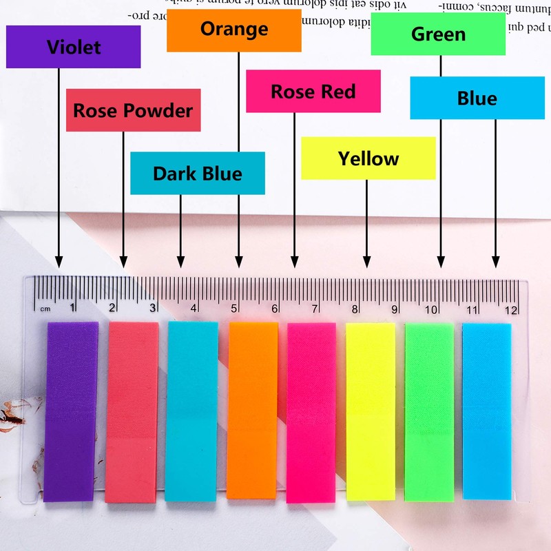 JANYUN 1440 Pcs Sticky Notes Flags Index Tabs Bright Neon