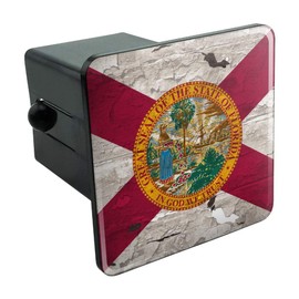 Rustic Florida State Flag Distressed USA Tow Trailer Hitch Cover Plug Insert