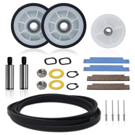 AZ4U Dryer Repair Kit Drum Rollers 12001541 303373K W10116741 303373, Belt 33002535 WP33002535 33001777, Idler Pulley 6-3700340 WP6-3700340 Replace For Maytag Neptune 3000 Series MDE6000AYW MDE5500AYW