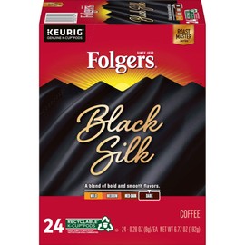 Folgers Black Silk Dark Roast Coffee, 96 K Cups for Keurig Coffee Makers