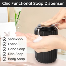 Segbeauty - Dispensador de jabón negro, dispensador de jabón líquido de cerámica de 12 onzas para decoración de granja, 320 ml, dispensador de jabón de manos para baño, cocina, decoración moderna del