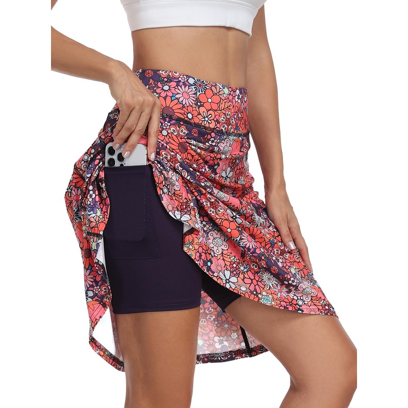 KORALHY Golf Skorts for Women with 4 Pockets 20" Knee