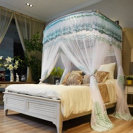 Fine Mesh Canopy Bed Mosquito Net (180x200cm) (Green)