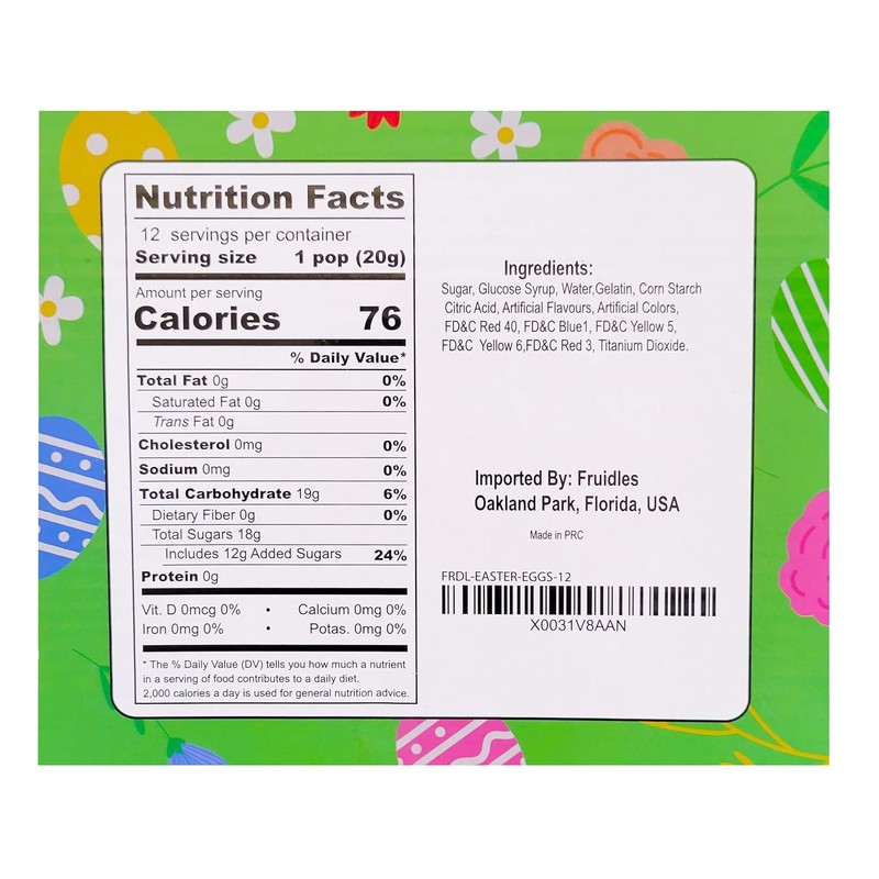 Fruidles Happy Easter Egg Lollipops Suckers, Fat-Free - Individually Wrapped