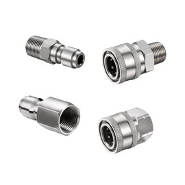 4 Pcs Pressure Washer Adapter Set, Wanfoou Quick Disconnect Kit, Pressure Washer Fittings, Pressure Washer Quick Connect Adapter Kit, Stainless NPT Female and Male Thread, 3/8in