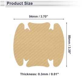 RATCHROLL 4 Pcs Universal Car Door Handle Cup Cover Adhesion Door Protection Door Bowl 3D Sticker Scratch Protector 86x94mm Carbon Fiber Pattern Gold Tone PVC