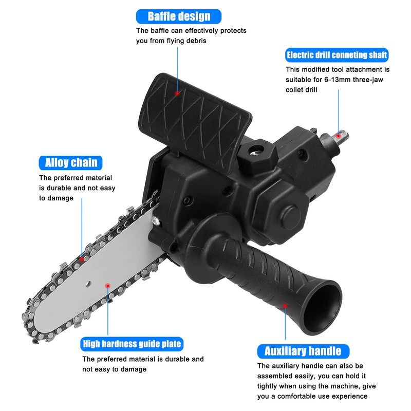 Yinhing Electric Drill Chainsaw Modification, 4 inch Woodworking Single Handed
