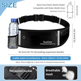 SooGree - Riñonera para correr para hombre y mujer, cintura reflectante deportiva, cinturón para correr con soporte para botella de agua, ideal para c