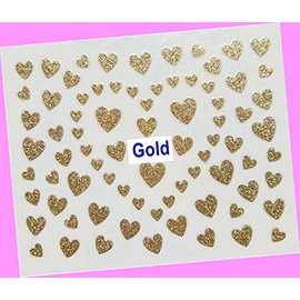 Black Glitter Sweet Heart 3D Self-Adhesive Nail Art Sticker Golden for Nails Design Nail Art Stickers Decals Supplies Manicure Tips Sticker Colorful for Nail Decorations