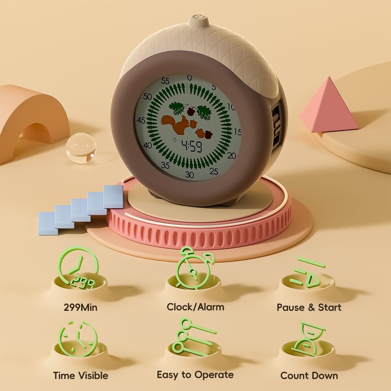 Visual Timer for Kids with Protective Case, Hazelnut Theme 299