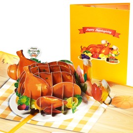 CNLITIHEKA Thanksgiving Pop Up Cards, Turkey Thanksgiving Card, 3D Thanksgiving Greeting Cards - For Fall, Autumn, Thank You, Holiday, with Envelopes.