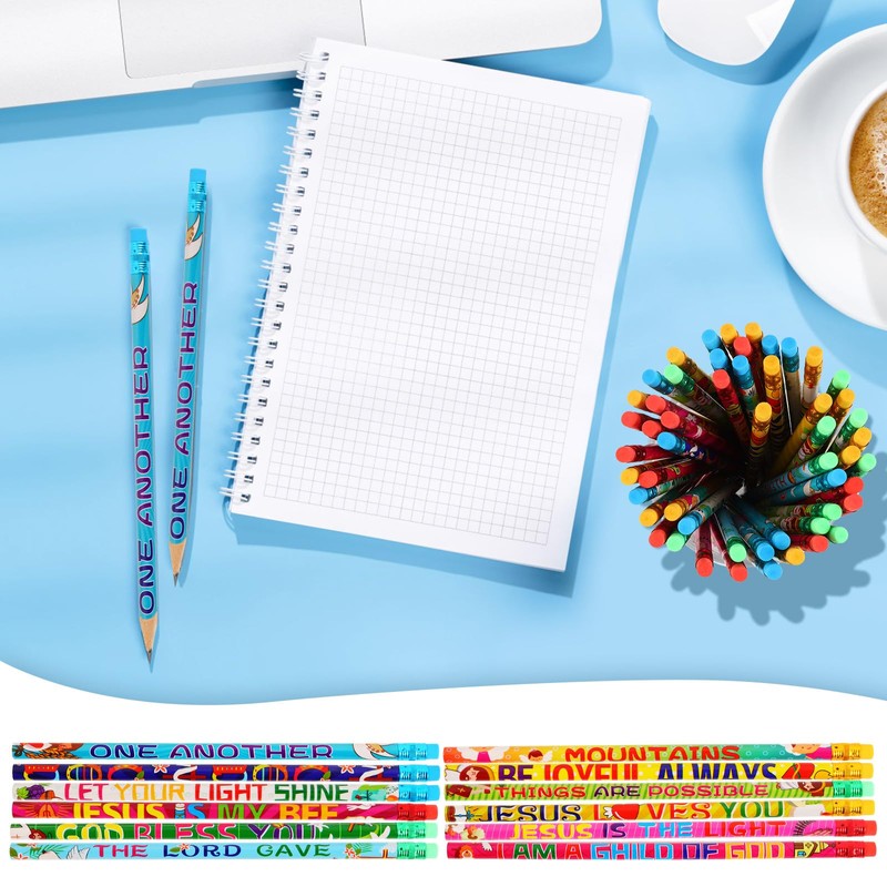 Kolewo4ever 100 Pieces Bible Verses Pencils Religious Pencil Christian Pencils