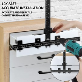 Cabinet Hardware Jig Template - Adjustable Drawer Handle Knob Installation Tool - Woodworking Punch Locator Drill Hole Guide Jigs for Mounting Door Pull - Cabinet Handle Jig of Aluminum Alloy