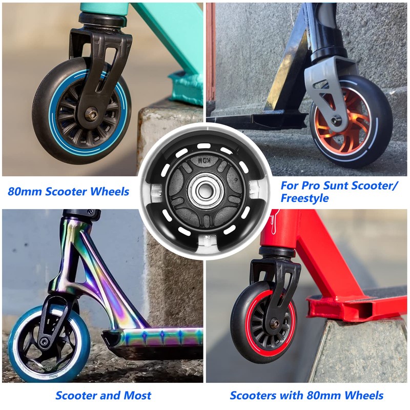 Scooter Replacement Wheels 80mm pair, LED Flash Wheel Maxi Micro