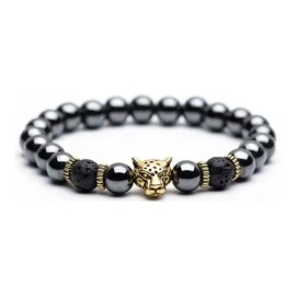 Pulsera De Jaguar Con Piedra Volcánica                                                                                                                