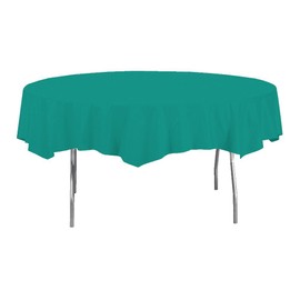 Creative Converting Octy-Round Plastic Table Cover, 82-Inch, Tropical Teal