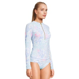 Lilly Pulitzer Women's Standard Nayte Rashguard Top UPF 5, Multi Via Del Mar