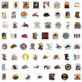 50 Pieces Western Stickers for Water Bottle|Vinyl Waterproof Decals for Laptop Skateboard Phone Car Decals for Teens Adults for Party Favors Supplies Decor (Cowboy Stickers)
