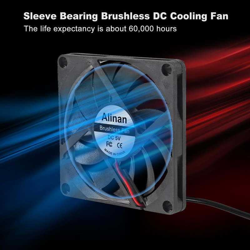 Alinan 4pcs 8010 5V USB Fan 80x80x10mm 2-pin Sleeve Bearing