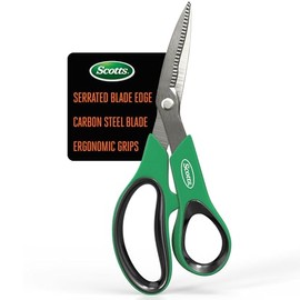 Scotts 8 in. All-Purpose Steel Garden Utility Shears with Serrated Blades – Comfort Grip Yard and Garden Scissors for Pruning Plants, Flowers, and Herbs